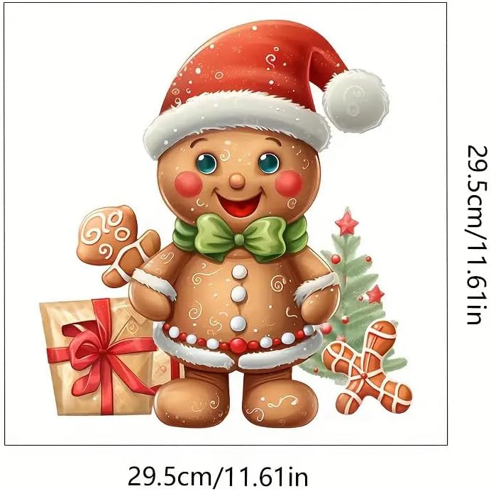 DIDOSOFT Christmas Gingerbread Man Gift Box Toilet Cover Sticker Decals,Fish Bird Flower Leaf Waterproof Toilet Lid Tank Seat Decals Cistern Self-Adhesive Bathroom Wall Sticker - Image 5